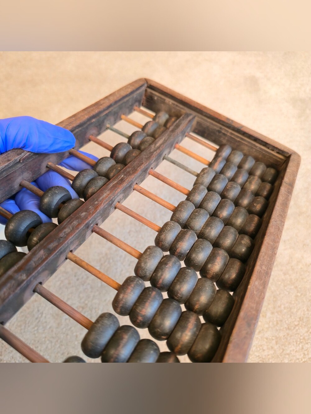 Vintage Chinese Wood Abacus Suanpan 13-Rod 2:5 Bead Configuration - Picture 5 of 8